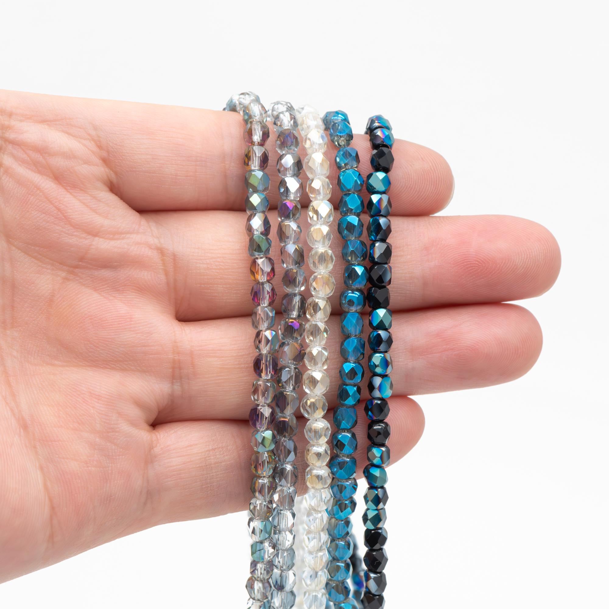 95pcs Round Crystal Glass Faceted Beads 4mm (18QZ-04)